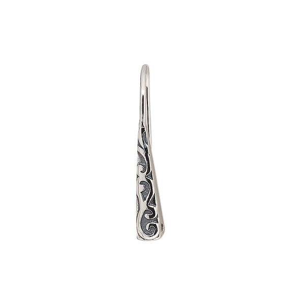 Ear wire fishhook 1pkg2 sterling silver, 25mm textured design, 20 gauge antiqued 1 pair image number 0