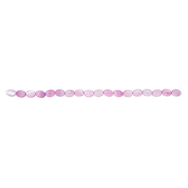 Mother-of-pearl shell 1pkg1, flat oval bead 15 inch light fuchsia 14x10mm image number 1
