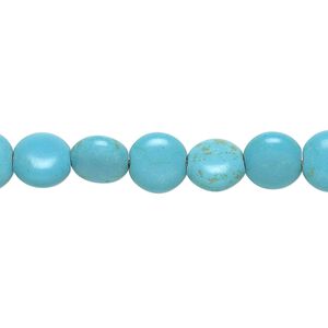 Magnesite 1pkg1, puffed flat round bead 15 inch 8mm