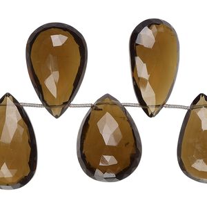 Golden quartz 1pkg13, hand-cut top-drilled faceted puffed teardrop bead 27x16mm-31x21mm