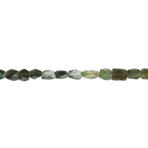 Green tourmaline 1pkg1, hand-cut faceted flat rectangle bead natural 14 inch 3x3mm-6x4mm