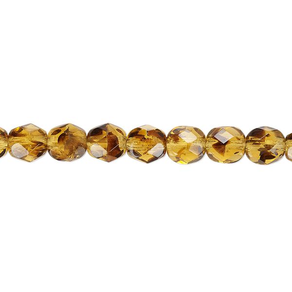 Bead, Czech fire-polished glass, tortoise, 6mm faceted round. Sold per 15-1/2" to 16" strand, approximately 65 beads. image number 0