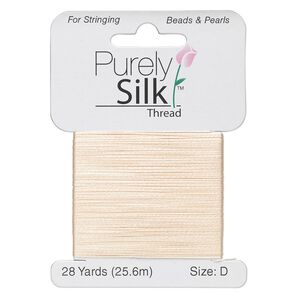 Thread, Purely Silk™, pink, size D. Sold per 28-yard card.