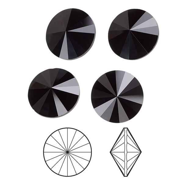 Chaton 48pk jet, Crystal Passions® 14mm rivoli 1122 image number 0