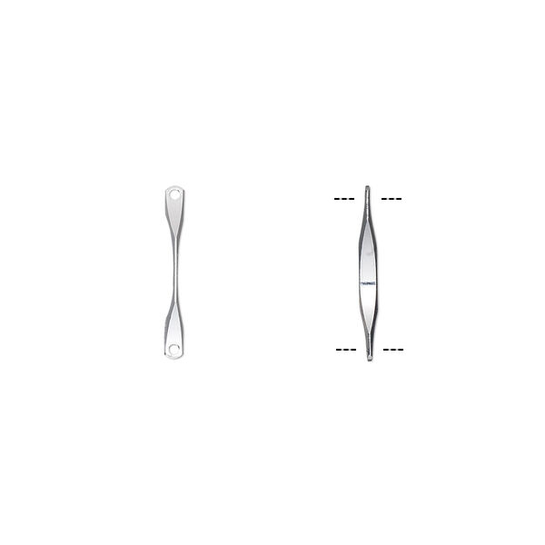 Link, silver-plated brass, 14x2mm double-paddle. Sold per pkg of 50. image number 0