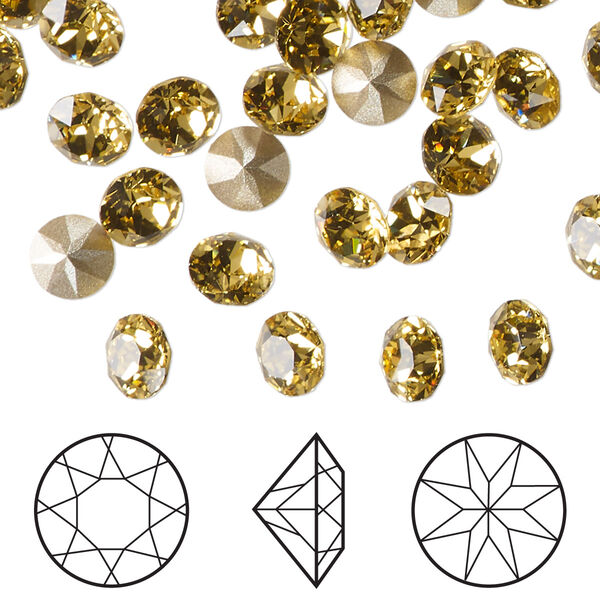 Chaton 12pk dark jonquil foil back, Crystal Passions® 6.14-6.32mm round SS29 1088 image number 0