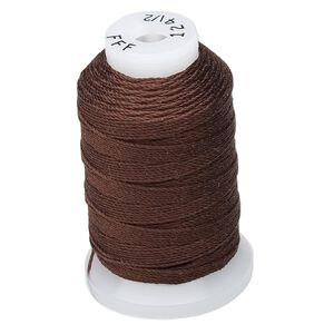 Thread, Purely Silk™, 3-ply, chestnut, size FFF. Sold per 92-yard spool.