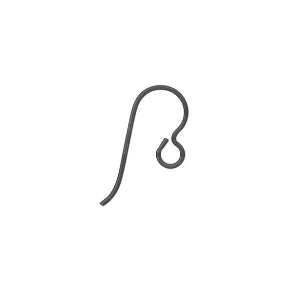 Ear wire fishhook 1pkg50 niobium, 12.5mm / open loop, 20 gauge anodized black 25 pair image number 0