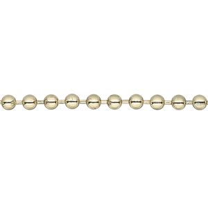Chain 1pkg1 ball, 3.2mm, brass-finished steel 12 foot unfinished