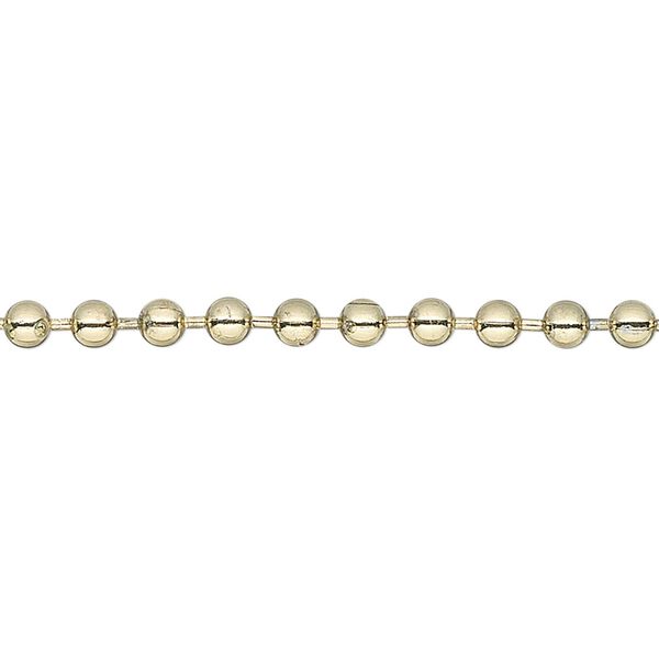 Chain, brass-finished steel, 3.2mm ball. Sold per pkg of 12 feet. image number 0