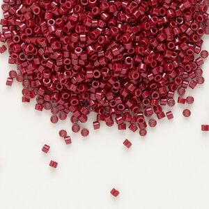 Seed bead, Delica®, glass, pkg/50g, #11 round, opaque brick red (DB-0654).