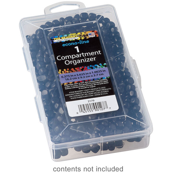 Organizer box, The Beadery®, 1pkg1, plastic, clear, 6-1/3 x 6-2/3 x 1 inches with 1 fixed compartment (2179). image number 0