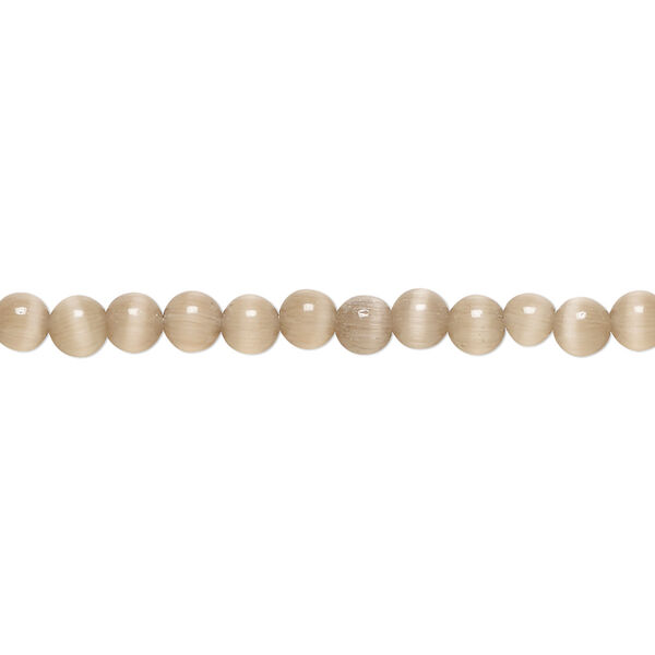 Bead, cat's eye glass (fiber optic glass), brown, 4mm round, quality grade. Sold per 15-1/2" to 16" strand. image number 0