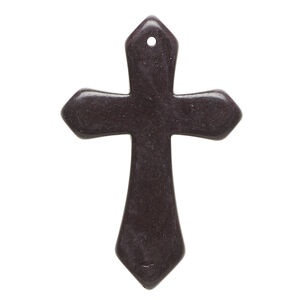 "Magnesite" / resin 1pkg1, top-drilled cross focal black 43x28mm-44x30mm