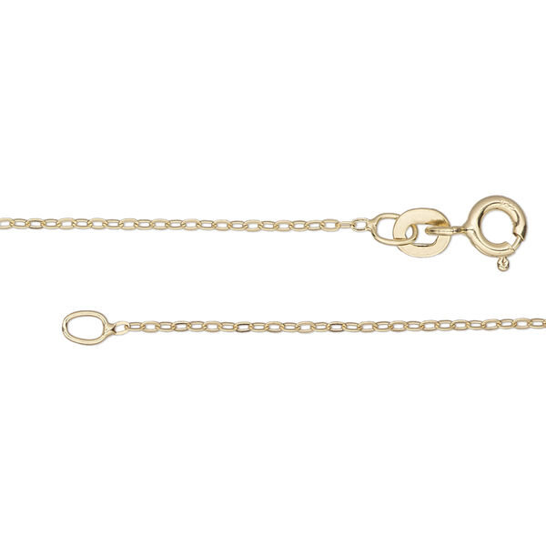 Chain, Gossamer™, "vermeil", 1mm flat cable, 16 inches with springring clasp. Sold individually. image number 0