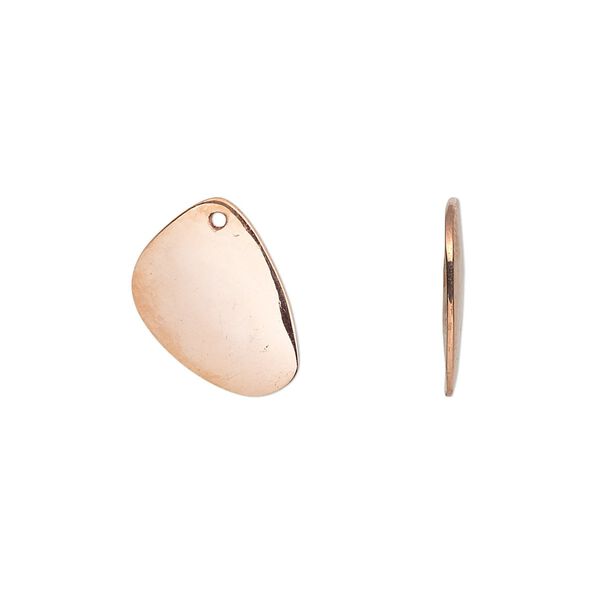 Drop, copper, 15x11mm curved irregular teardrop. Sold per pkg of 4. image number 0