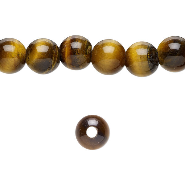 Bead, tigereye (natural), 8mm round, B grade, Mohs hardness 7. Sold per pkg of 10. image number 0
