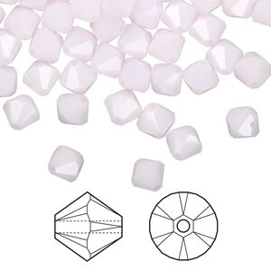 Bead 24pk rose alabaster, Crystal Passions® 6mm bicone 5328