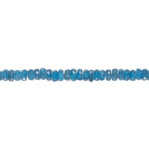 Blue apatite 1pkg1, hand-cut faceted rondelle bead natural dark 14 inch 3x1mm-4x2mm