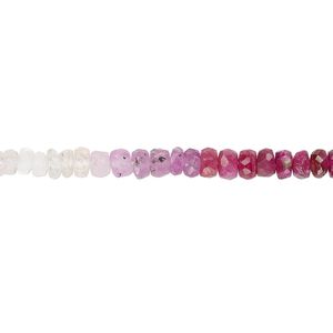 Pink sapphire / white sapphire 1pkg1, hand-cut faceted rondelle bead 14 inch 2x1mm-3x3mm