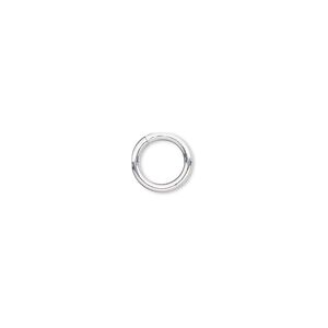 Jump ring, silver-plated brass, 8mm round, 5.4mm inside diameter, 16 gauge. Sold per pkg of 100.