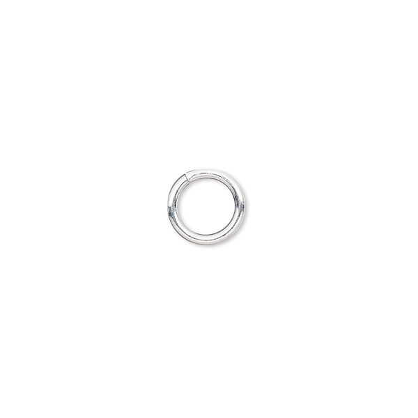 Jump ring, silver-plated brass, 8mm round, 5.4mm inside diameter, 16 gauge. Sold per pkg of 100. image number 0