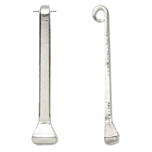 Focal, imitation rhodium-plated carbon steel, 43x8mm horseshoe nail with curl. Sold per pkg of 4. image number 0