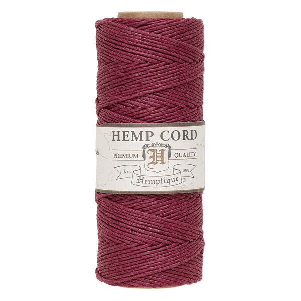 Cord, Hemptique®, polished hemp, burgundy, 1mm diameter, 20-pound test. Sold per 205-foot spool. image number 0