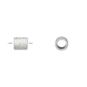 Bead, sterling silver, 7x6mm stardust round tube, 4.5mm hole. Sold individually.