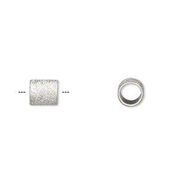 Bead, sterling silver, 7x6mm stardust round tube, 4.5mm hole. Sold individually. image number 0