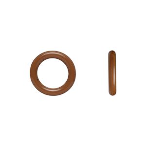Component, Oh! Ring™, silicone, chocolate brown, 15mm round with 10mm hole. Sold per pkg of 100.