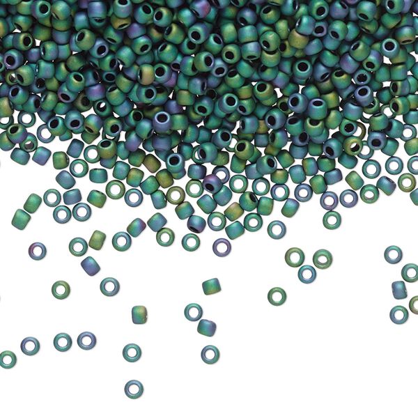 Seed bead, TOHO BEADS®, glass, pkg/50g, #11 round, opaque matte iris teal (TR-11-706). image number 0