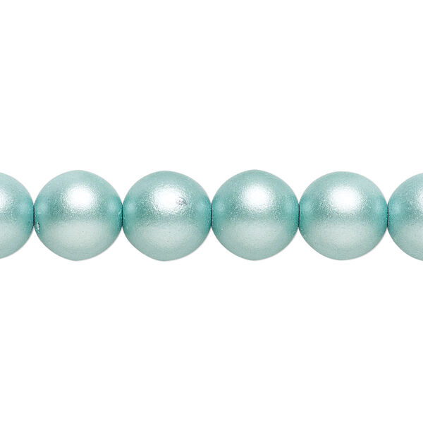 Bead, Czech glass druk, opaque satin green, 10mm round. Sold per 15-1/2" to 16" strand. image number 0