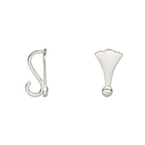 Bail, JBB Findings, pendant, sterling silver, 15x8mm fan with hidden loop. Sold per pkg of 2.