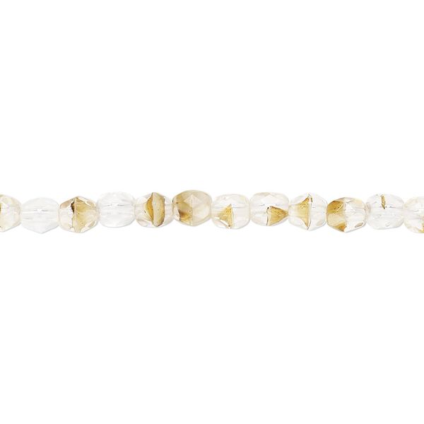 Bead, Czech fire-polished glass, clear and brown, 4mm faceted round. Sold per 15-1/2" to 16" strand, approximately 100 beads. image number 0