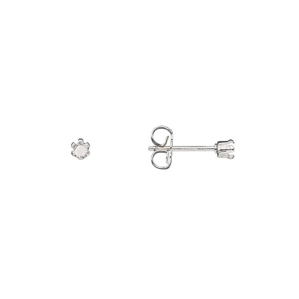Earstud, Snap-Tite®, sterling silver, 2mm 6-prong round setting. Sold per pkg of 2 pairs. image number 0