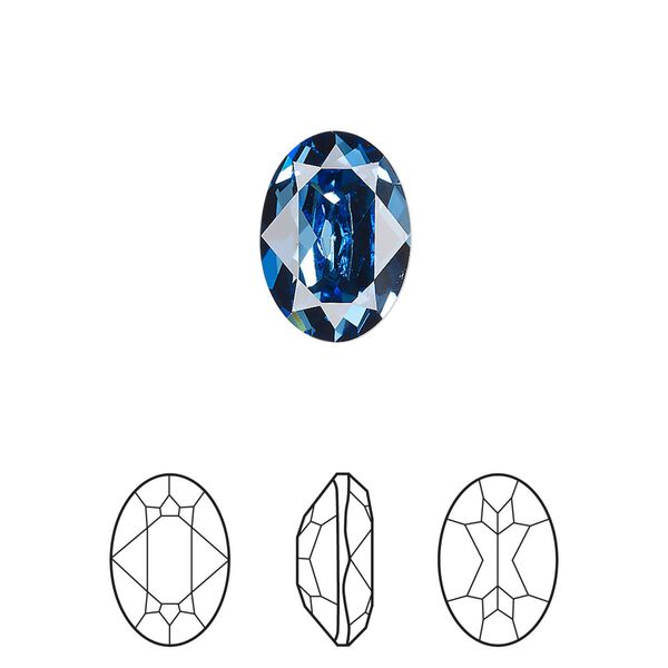 Fancy stone 144pk ice blue foil back, Swarovski® ReCreated™ 14x10mm oval 4120 image number 0