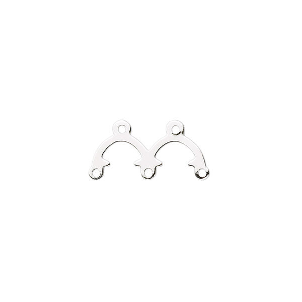 Connector, silver-plated brass, 16x5mm, 2-to-3 loops. Sold per pkg of 100. image number 0