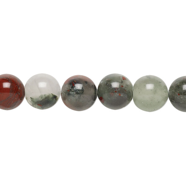 Bead, African bloodstone (natural), 8mm round, B grade, Mohs hardness 6-1/2 to 7. Sold per 15-1/2" to 16" strand. image number 0