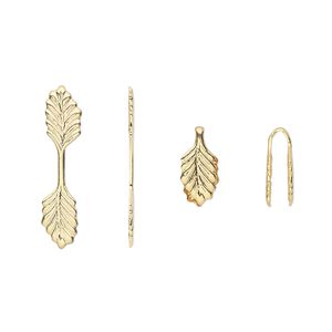 Bail, fold-over, gold-plated brass, 22x5mm double leaf with 11mm grip length. Sold per pkg of 100.