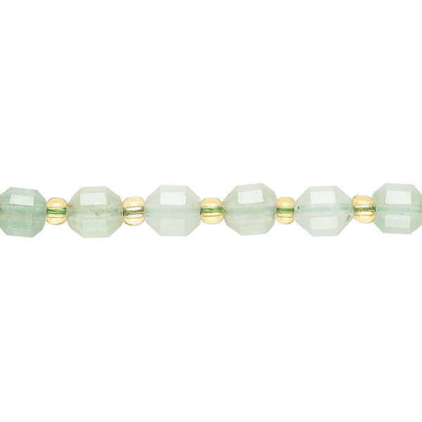 Bead 1pkg1 green aventurine, 6mm hand-cut faceted drum B grade, 8 inch natural image number 0