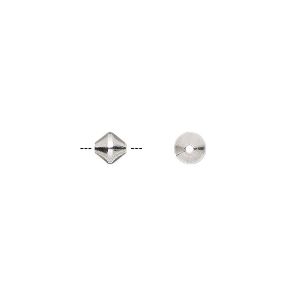 Bead, sterling silver, 5mm smooth bicone. Sold per pkg of 2. image number 0