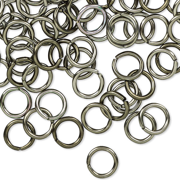 Jump ring, anodized aluminum, gunmetal, 8mm round, 5.4mm inside diameter, 16 gauge. Sold per pkg of 100. image number 0