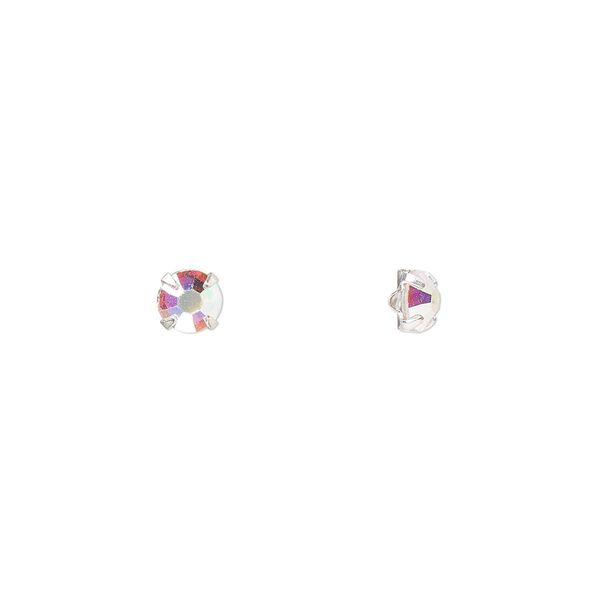 Bead 1440pk rose montees crystal AB silver plate, Preciosa Czech crystal 3.8-4mm round SS16 image number 0