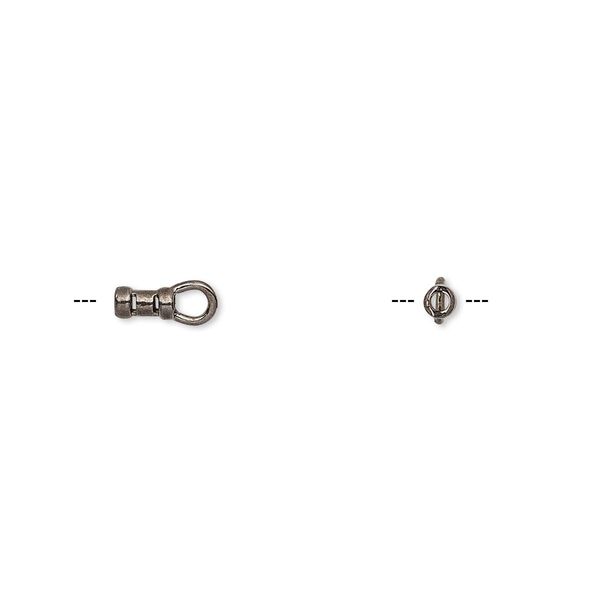 Crimp end, gunmetal-plated brass, 5x2.5mm tube with loop, 1mm inside diameter. Sold per pkg of 10. image number 0