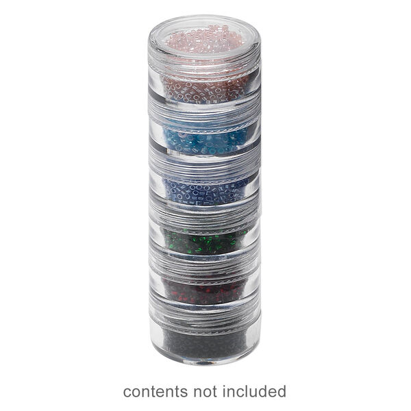 Organizer jar, Space Saver, plastic, clear, 1-1/4 x 1/2 inches. Sold per pkg of (2) 6-piece sets. image number 0