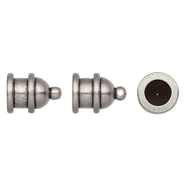 Cord end, TierraCast®, "Maker's" collection, glue-in, tin oxide-plated brass, 13x9.5mm pagoda, 6mm inside diameter. Sold per pkg of 2. image number 0