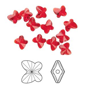 Bead 12pk light Siam, Crystal Passions® 6x5mm butterfly 5754