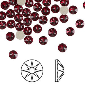 Flat back 144pk Siam foil back, Crystal Passions® 4.6-4.8mm rose round SS20 2088