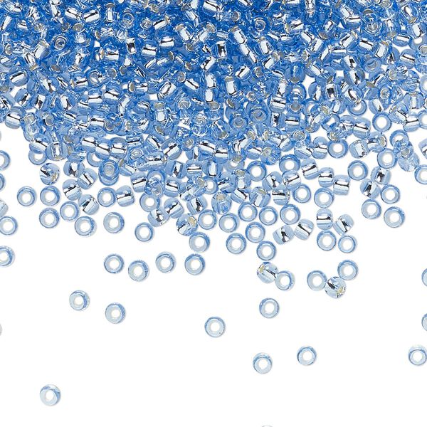 Seed bead, TOHO BEADS®, glass, pkg/250g, #11 round, transparent silver-lined light sapphire (TR-11-33). image number 0